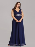 Lang gallakjole - Cleo- navyblå, smuk lang festkjole med empiresnit