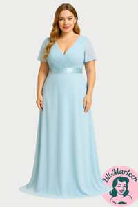 Lang gallakjole - Cornelia, mintblå (Isblå)