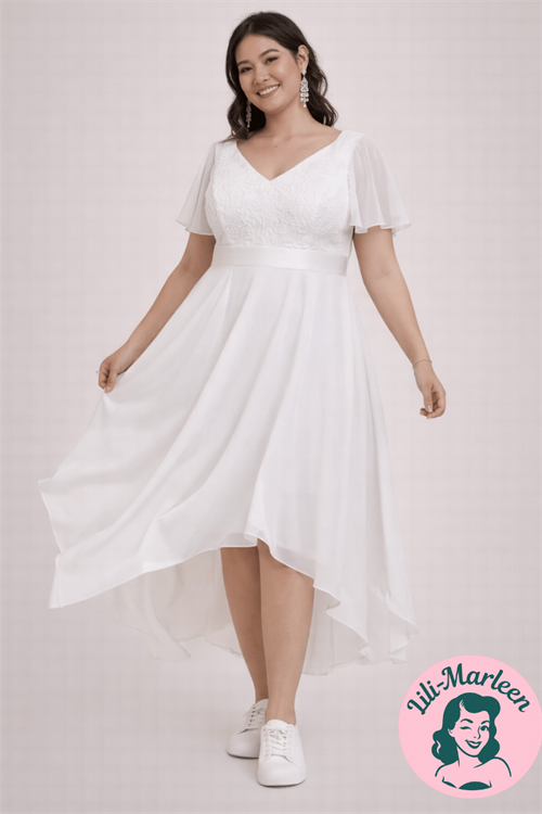 Konfirmations/kort brudekjole - Alma, off-white