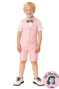Børne jakkesæt: Evan - Lyserød - jakkesæt med shorts i 4 dele 