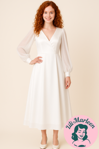 Konfirmations kjole -  Leonora - sød enkelt hvid kjole med ærmer