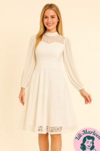 Konfirmations kjole -  Dorthea - sød kjole med blonde og chiffon