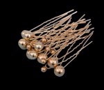 Hårnåle med perler flere størrelser, guld- 18 stk.