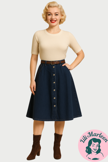 Miss Betty Denim Swing Skirt