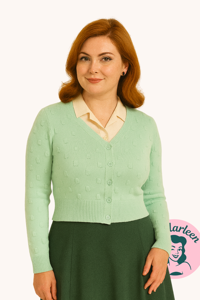 Cardigan, Mette - Mint; sød cardigan med lange ærmer 