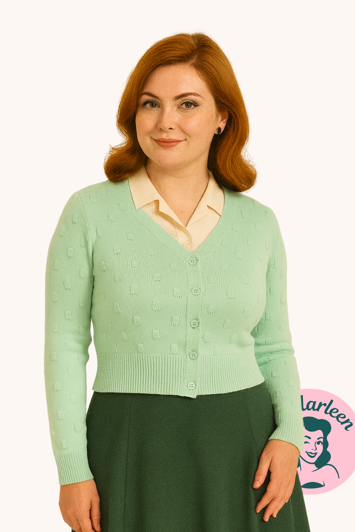 Cardigan, Mette - Mint; sød cardigan med lange ærmer 