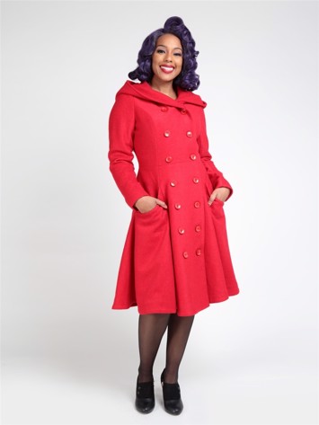 Frakke: Heather Hooded Coat, rød