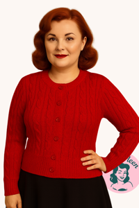 Cardigan - Strik cardigan, rød