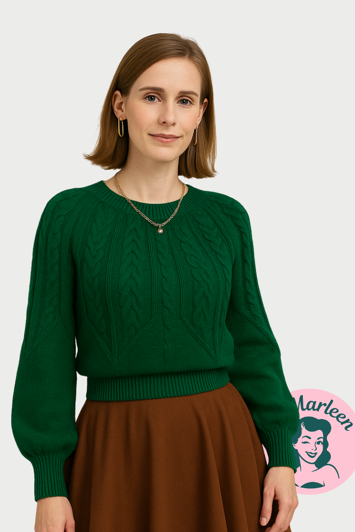 Vinterstriktrøje - Minna strik - elegant grøn strik trøje