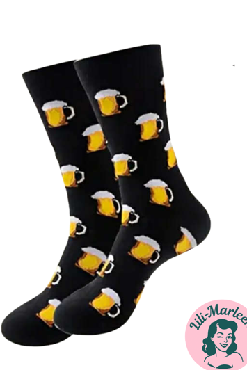 Beer Lover Socks – Sjove sorte sokker med ølkrus