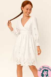 Konfirmations kjole -  Dicte - sød klassisk konfirmationskjole med ærmer