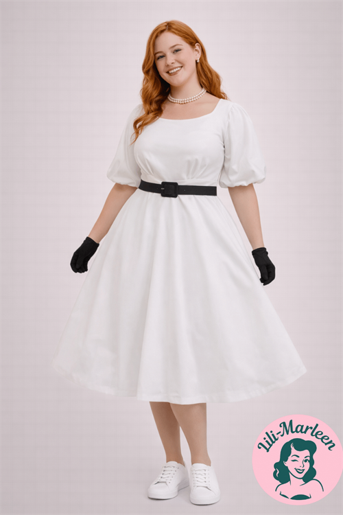 Vintageinspireret hvid kjole/Konfirmations kjole -  Colette