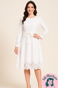 Konfirmations kjole -  Henny - sød offwhite kjole med store blonder 