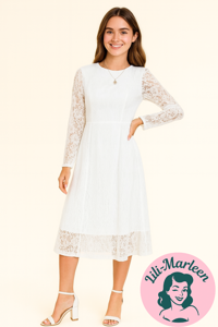 Konfirmations kjole -  Wissye - sød hvid blondekjole 