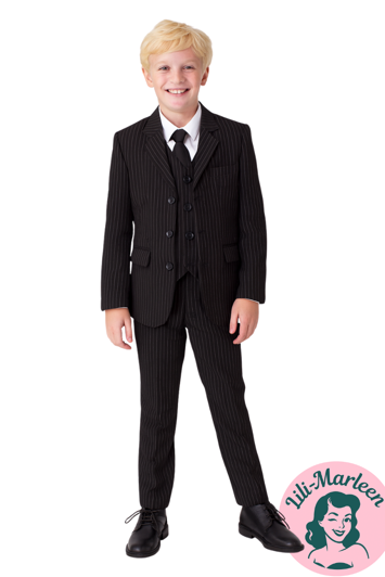 Børne jakkesæt: Kenneth nålestribet - drenge jakkesæt i 5 dele 