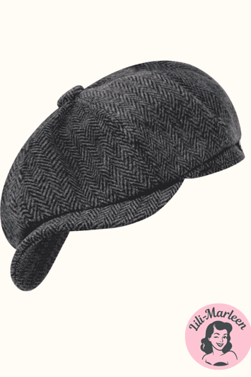 Peaky Blinders Newsboy Cap Herringbone Dark Grey