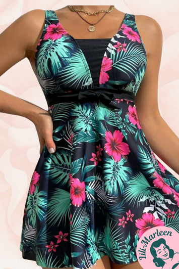 Miss Aloha Tropisk tankini med skørt og indershorts