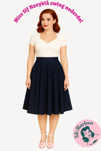 Miss Sif – Navyblå swingnederdel i klassisk 50’er-stil