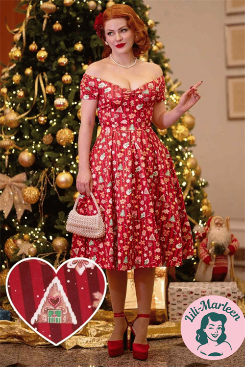 Miss Red Ginger – En Forførende Julekjole med Vintage Glamour og Klassisk 50’er-Silhuet