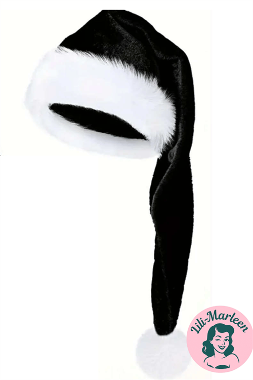 Lang Nissehue – Sort & Hvid – Ekstra Lang Nussehue 75 cm