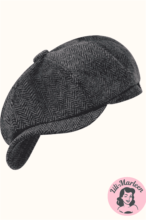 Peaky Blinders Newsboy Cap – Herringbone Dark Grey 