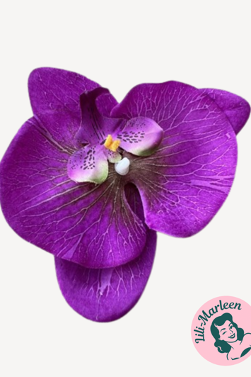 Gigant Orkide Hårclips med Krokodillespænde, lilla