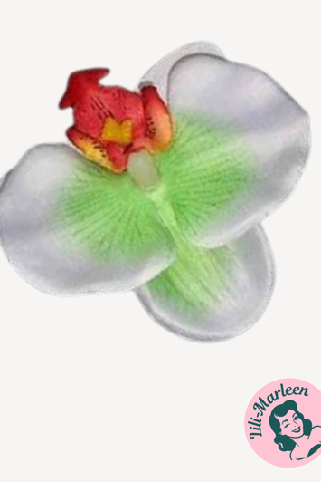 Orkide Hårclips med Krokodillespænde, Hvid/grøn