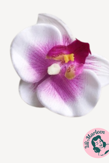 Orkide Hårclips med Krokodillespænde, Hvid/lilla