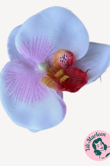 Orkide Hårclips med Krokodillespænde, hvid/lyserød