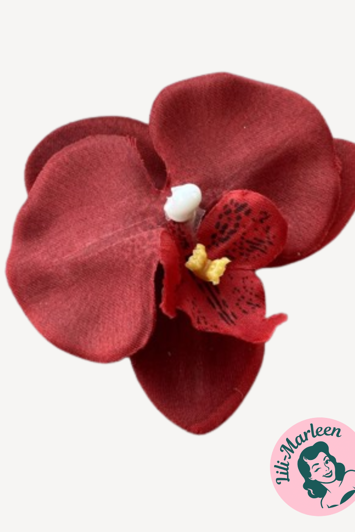 Orkide Hårclips med Krokodillespænde, rød