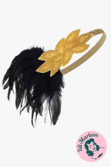 Golden Feather Glam – 1920’er Hårbånd med Fjer
