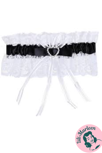 Strømpebånd - Romantisk Elegance med Hjerte - sort