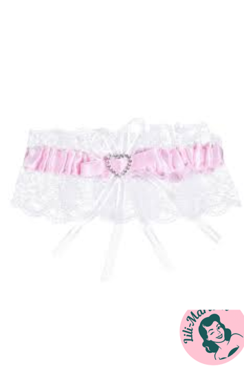 Strømpebånd - Romantisk Elegance med Hjerte - lyserød