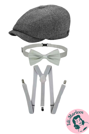 Gentleman Set – Sæt med Sixpence, Butterfly og Seler, grå