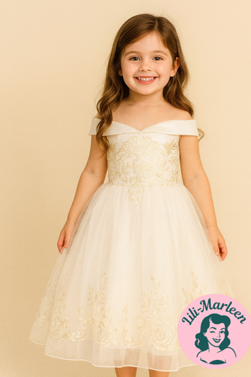 Børne fest/gallakjole: Little Miss Mary, creme