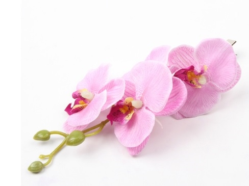 hårclips, lyserød orkideflor