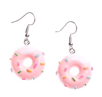  Øreringe - hængeøreringe lyserød/hvid donuts 🍩
