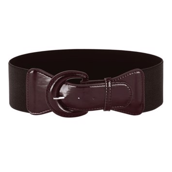 Bredt elastisk lakbælte, mørk chokolade 