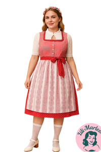 Oktoberkjole - Augusta - i rød/hvid