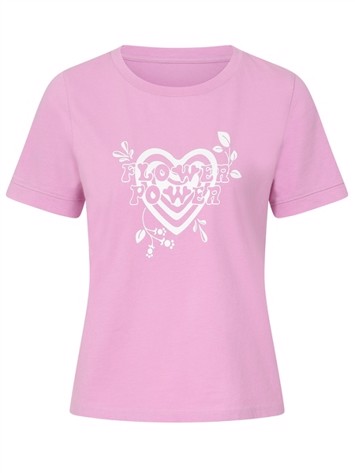 T-shirt: Milly Flower Power T-Shirt - lyserød t-shirt med "flower Power"