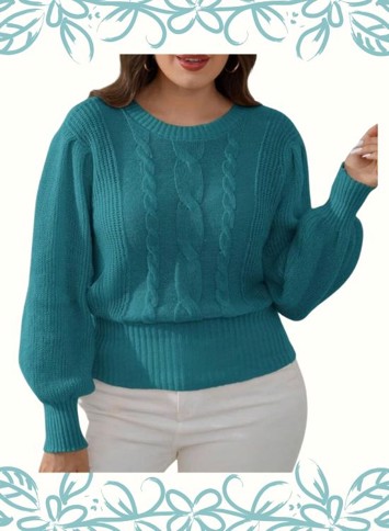 Vinterstriktrøje - Minna strik, teal - elegant teal strik trøje