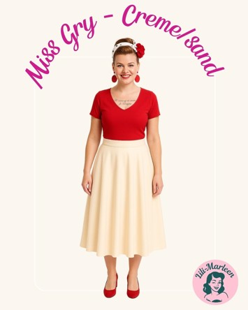 50´er nederdel - Sif - cremfarvet/lys sand swing nederdel