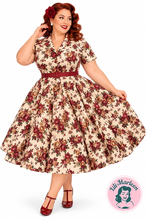 Miss Autumn Rose – Vintage 50’er kjole med rosenprint