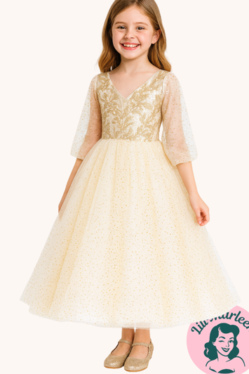 Børne fest/gallakjole: Little Miss Andrianna, creme
