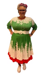 Julekjole: Miss Christmas Treetop, grøn (Plus size)