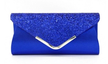 Fest clutch: mellemblå Ofelia - sød festtaske i kongeblå med glitter 