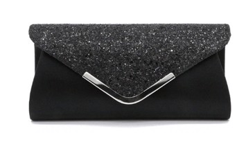 Fest clutch: sort, Ofelia - sød festtaske i sort med glitter 