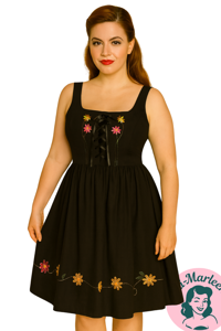 Oktoberkjole - Franziska - Grundkjole i sort med blomster