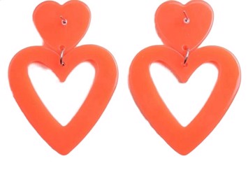 Øreringe - hjerter i brand - skønne hjerteøreringe, orange