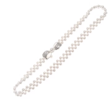 Perlebælte med 3 rækker perler og sløjfelukning med perle, sølv